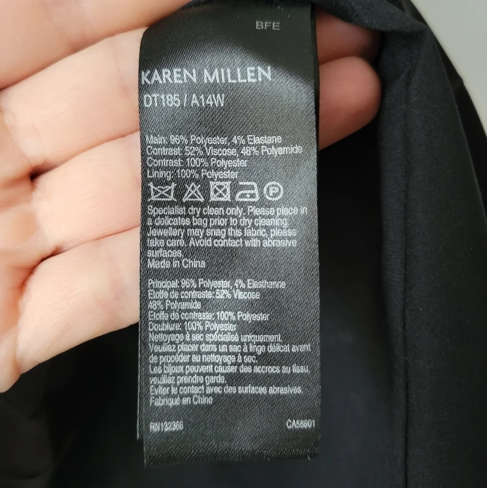 Karen Millen Formal Black Midi Dress Pleated Asymmetrical and Lace Detail 8 - Picture 8 of 8